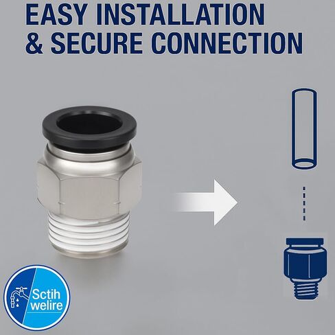 Push to Connect Fittings 3/8" Tube OD to 1/4 NPT, Nickel-Plated Brass Pneumatic Connectors, Quick Release Air Line Fittings, Leak-Proof and Durable for Industrial Use (Pack of 5) in Kuwait