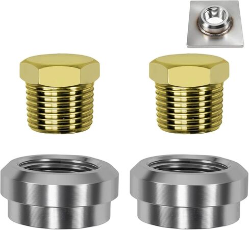 Aluminum 3/8 NPT Female Weld,On Bung Weldable Fitting,Send 2 copper plugs,Threaded Stepped Weldable Fuel Tank Fitting,3/8" NPT Plug Male Hex Head Fitting Adapter copper,Pack of 4 in Kuwait