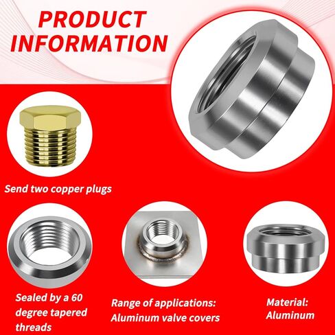Aluminum 3/8 NPT Female Weld,On Bung Weldable Fitting,Send 2 copper plugs,Threaded Stepped Weldable Fuel Tank Fitting,3/8" NPT Plug Male Hex Head Fitting Adapter copper,Pack of 4 in Kuwait