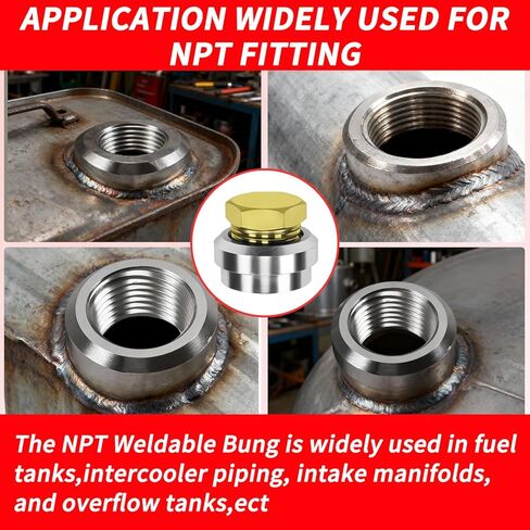 Aluminum 3/8 NPT Female Weld,On Bung Weldable Fitting,Send 2 copper plugs,Threaded Stepped Weldable Fuel Tank Fitting,3/8" NPT Plug Male Hex Head Fitting Adapter copper,Pack of 4 in Kuwait