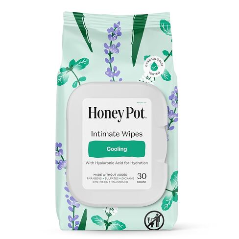 Honey Pot - Feminine Wipes - Daily PH Balancing, Fragrance & Sulfate Free Wipes for Intimate Parts, Body, or Face - Hygiene Products - Cooling 30 ct in Kuwait