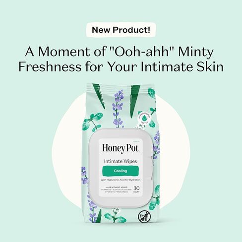 Honey Pot - Feminine Wipes - Daily PH Balancing, Fragrance & Sulfate Free Wipes for Intimate Parts, Body, or Face - Hygiene Products - Cooling 30 ct in Kuwait