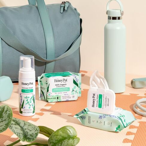 Honey Pot - Feminine Wipes - Daily PH Balancing, Fragrance & Sulfate Free Wipes for Intimate Parts, Body, or Face - Hygiene Products - Cooling 30 ct in Kuwait