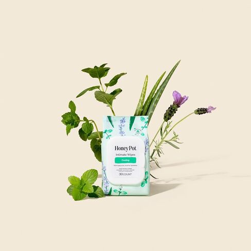 Honey Pot - Feminine Wipes - Daily PH Balancing, Fragrance & Sulfate Free Wipes for Intimate Parts, Body, or Face - Hygiene Products - Cooling 30 ct in Kuwait