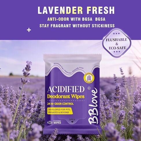 مناديل مبللة للجسم محمضة - تحكم في الرائحة لمدة 24 ساعة، درجة حموضة متوازنة لمنطقة تحت الإبطين والجسم بالكامل، تركيبة خالية من الألومنيوم ومحببة للبشرة، 80 منديلًا in Kuwait