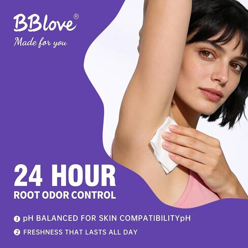 مناديل مبللة للجسم محمضة - تحكم في الرائحة لمدة 24 ساعة، درجة حموضة متوازنة لمنطقة تحت الإبطين والجسم بالكامل، تركيبة خالية من الألومنيوم ومحببة للبشرة، 80 منديلًا in Kuwait