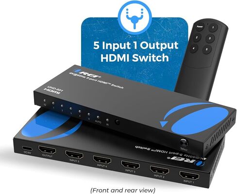 OREI 4K HDMI Switch 5 in 1 Out – HDMI Switch with Remote 4K@60hz with HDR, Dolby, DTS & 3D - 18Gbps Switcher - for PS5/4, Xbox, Roku, Fire TV in Saudi Arabia