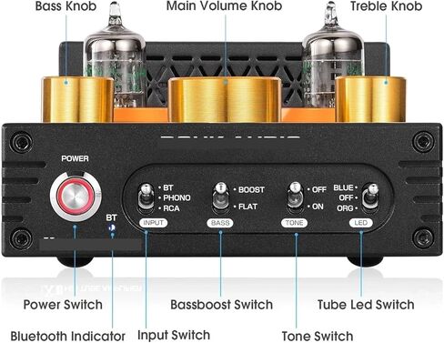 HiFi GE5654 مُضخّم صوت ستيريو 5.0 استقبال مكبر للصوت مم فونو مكبر كهربائي للقرص الدوار X-HD 160 واط + 160 واط in Saudi Arabia