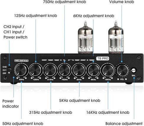 HiFi أنبوب ستيريو متوازن XLR/المضخم 7 EQ المعادل سطح المكتب مضخم ضوت سماعات الأذن in Saudi Arabia