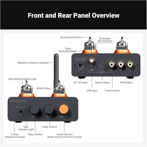 مضخم صوت أنبوبي لسماعات الرأس GR40 U DAC ومضخم صوت لسماعات الرأس مع أنابيب 5654 وات، مدمج، مع V3، ZA3 in Saudi Arabia