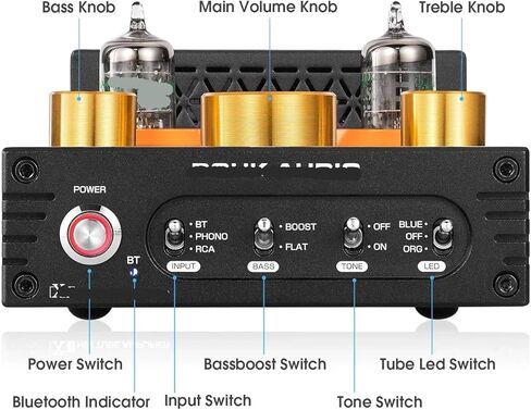HiFi GE5654 مُضخّم صوت ستيريو 5.0 استقبال مكبر للصوت مم فونو مكبر كهربائي للقرص الدوار X-HD 160 واط + 160 واط in Saudi Arabia