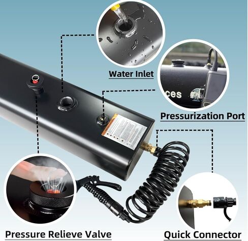 4.5Gallon Pressurized Water Tank,Portable Aluminum Camping Shower Water Storage with Spray Hose for Overland Off-Road Vehicles, Pick-up Trucks,Outdoor Activities Water Supply. in Kuwait