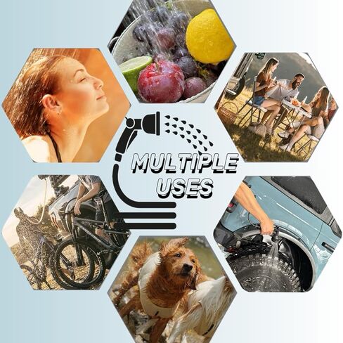 4.5Gallon Pressurized Water Tank,Portable Aluminum Camping Shower Water Storage with Spray Hose for Overland Off-Road Vehicles, Pick-up Trucks,Outdoor Activities Water Supply. in Kuwait