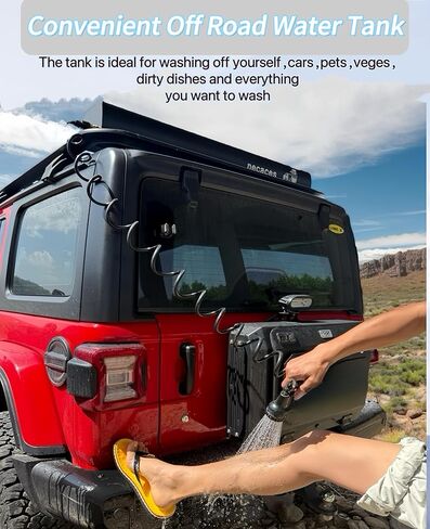 4.5Gallon Pressurized Water Tank,Portable Aluminum Camping Shower Water Storage with Spray Hose for Overland Off-Road Vehicles, Pick-up Trucks,Outdoor Activities Water Supply. in Kuwait