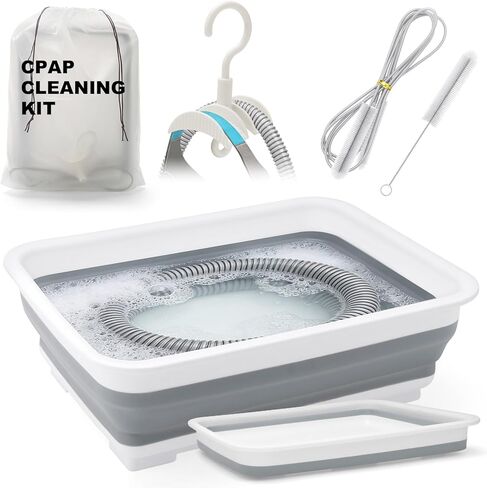 9 Pack CPAP Cleaning Kit for Hose & Mask, with Speed Control Hose Dryer, Collapsible Wash Basin & Hose Hanger, 7ft Cleaning Brush, CPAP Cleaning Supplies with Storage Bag, for 22mm & 15mm Tube in Kuwait