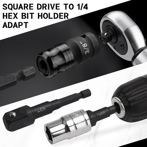 6 Piece Impact Socket Adapter and Reducer Set, 1/2" 3/8" 1/4" to 1/4" Drive Conversion Kit - 3 Adapters & 3 Extension Bars, Heat-Treated Cr-Mo Steel, for Impact Wrench, Ratchet & Power Drill in Kuwait