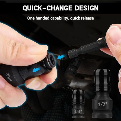 6 Piece Impact Socket Adapter and Reducer Set, 1/2" 3/8" 1/4" to 1/4" Drive Conversion Kit - 3 Adapters & 3 Extension Bars, Heat-Treated Cr-Mo Steel, for Impact Wrench, Ratchet & Power Drill in Kuwait