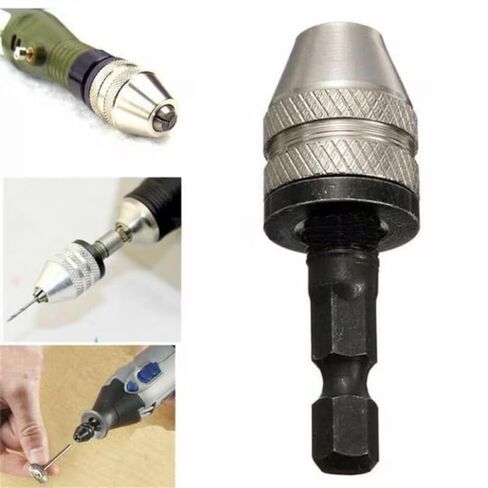 2pc Keyless Drill Chuck Screwdriver Impact Driver Adaptor 1/4 '' Hex Shank Drill Arrow Bit Tool Quick Change Convertor Adapter in Saudi Arabia