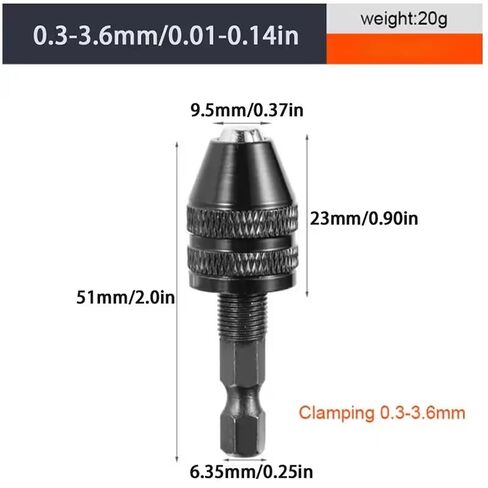 2pc Keyless Drill Chuck Screwdriver Impact Driver Adaptor 1/4 '' Hex Shank Drill Arrow Bit Tool Quick Change Convertor Adapter in Saudi Arabia
