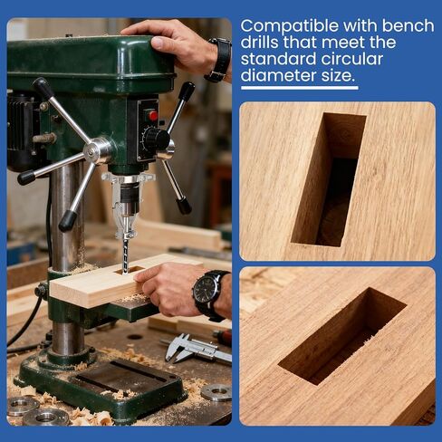 Square Hole Drill Bit Adapter for Drill Press – Dual-Use Mortising Attachment for Drill Press & Hand Drill, Mortising Machine Accessory, Adapter for Woodworking in Saudi Arabia