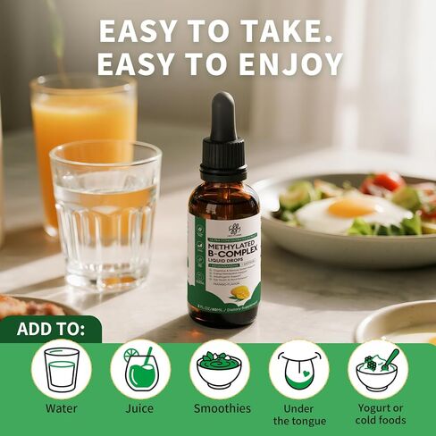 iMATCHME Methylated B Complex Liquid Drops - Max Absorption L-Methylfolate (L-5-MTHF), Vitamin B12 Methylcobalamin, B6 - with Ashwagandha & Saffron for Energy, Focus & Brain Health - Vegan, 2 Fl Oz in Kuwait