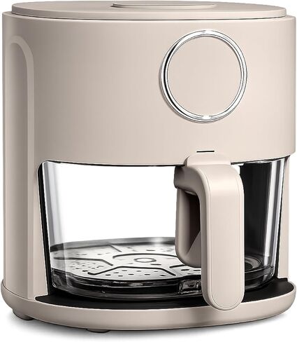 يُطهى باللون 1200W 4QT AIR FRYER: تصميم أنيق ، سلة زجاجية ، غسالة صحون آمنة ، شاشة رقمية ، 6 مسبقات - مؤقتة متغيرة 175 درجة فهرنهايت إلى 400 درجة و 60 دقيقة - Greige in Kuwait