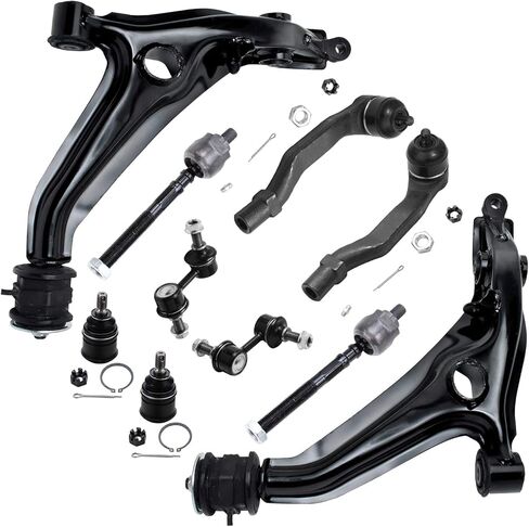 Detroit Axle - Front End 10pc Suspension Kit for 1998-2003 Toyota Sienna 2 Lower Control Arms w/Ball Joints 4 Tie Rods 2 Sway Bars 2 Boots w/Bellows & Locking C-Clamps 1999 2000 2001 2002 Replacement in Saudi Arabia