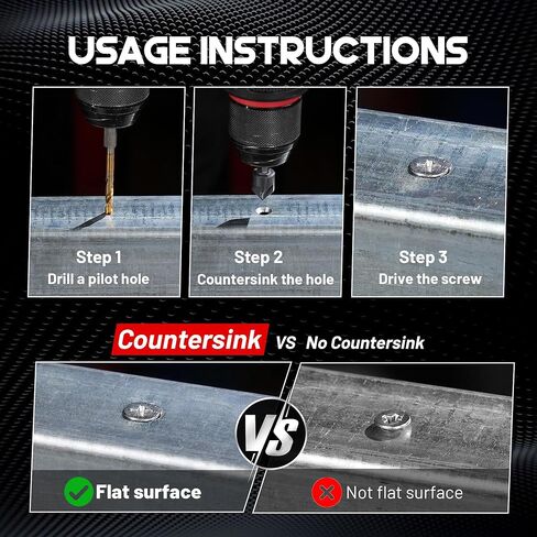 EZARC Countersink Drill Bit Set for Hard Metal, Titanium Aluminum Nitride Coated Counter Sink Drill Bit with 1/4" Hex Shank, 82 Degree 5 Flutes Design, 1/4" 3/8" 1/2" 5/8" 3/4", 5PCS with Storage Box in Saudi Arabia