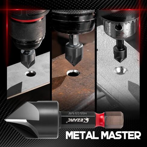 EZARC Countersink Drill Bit Set for Hard Metal, Titanium Aluminum Nitride Coated Counter Sink Drill Bit with 1/4" Hex Shank, 82 Degree 5 Flutes Design, 1/4" 3/8" 1/2" 5/8" 3/4", 5PCS with Storage Box in Saudi Arabia