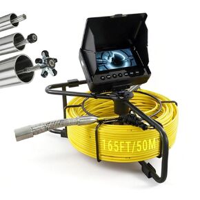 كاميرا الصرف الصحي 100 قدم / 30 متر بوريسكوب السباكة 4.3 بوصة شاشة ملونة عالية الدقة مقاومة للماء IP68 كاميرا بوريسكوب مع ضوء عداد المسافة 8000 مللي أمبير ضوء البطارية لأنابيب تصريف أنابيب الجدار المنزلية in Kuwait