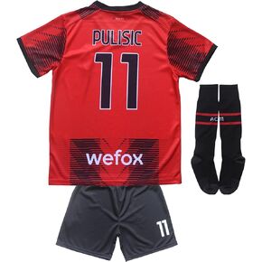 Milan Pulisic #11 Home Limited Edition Kids Soccer Jersey Kit with Shorts/Socks Set Youth Sizes (Red/Black, 30) in Saudi Arabia