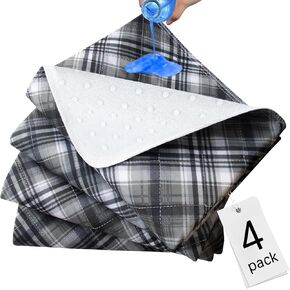 وسادات سرير مقاومة للماء وقابلة للغسل - مقاس 81.26 سم × 91.44 سم (4 عبوات)، وسادات داخلية ثقيلة الامتصاص وقابلة لإعادة الاستخدام للبالغين والأطفال وكبار السن والحيوانات الأليفة، وسادات للتبول اللاإرادي للأريكة والأريكة، منقوشة in Kuwait