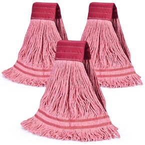 Onesimus Synthetic Rayon Mop Head Replacement, Chemical Resistant Heavy Duty Commercial Mops for Floor Cleaning and Finishing, 5 Inch Wide Headband, X-Large 28 oz, 1 Pack Red in Kuwait