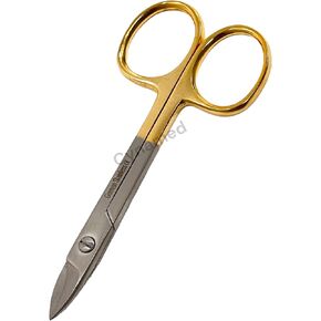 مقص تاج وياقة الأسنان مقاس 4.25 بوصة، مستقيم، مع حلقات أصابع ذهبية - أدوات طب الأسنان الألمانية المصنوعة من الفولاذ المقاوم للصدأ (قطعة واحدة) in Kuwait