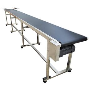 177inch(4.5m) Belt Conveyor - 15.7inch Width, 110V 370W Motor, 4-18m/min Adjustable Speed, Black PVC Belt, Stainless Steel Frame for Production Lines in Kuwait