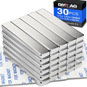 DIYMAG Neodymium Magnets, 30 Pack Strong Magnetic Bar with Double-Sided Adhensive Backing Heave Duty Rare Earth Magnet for Fridge, Classroom, Science and Craft - 2.36 x 0.39 x 0.2 in Silver in Kuwait