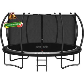10FT 12FT 14FT 16FTOutdoor Recreational Trampoline with Enclosure Net, Bolt-Free Design Yard Trampoline with Wide Ladder and AntiRust Coating, 2 in 1 Connector for Kids Adults, ASTM Approval in Saudi Arabia