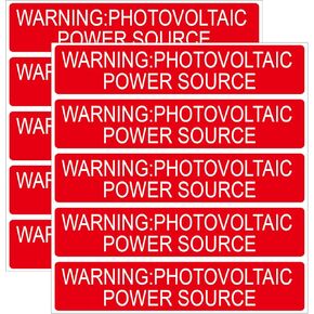 10 Pack Photovoltaic Power Source Warning Labels, Outdoor PV Label Stickers, Vinyl Labels for Photovoltaic Solar Systems(5 3/4 x1 1/8 Inches) in Kuwait
