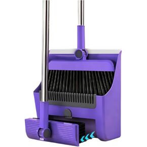 3 in 1 Broom and Dustpan Set with Adjustable Push Broom with 48.8“ Long Handle for Floor Sweeping Outdoor Indoor Sweeping Combo for Home & Kitchen (Purple) in Saudi Arabia