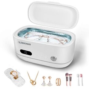 LessChore® Ultrasonic Jewelry Cleaner with Polishing Cloth&Degas, 42000Hz Portable Household Sonic Cleaner. Ideal for Cleaning of Rings, Earrings, Necklaces, Glasses&More. Gift for Women, Mom, Wife in Saudi Arabia
