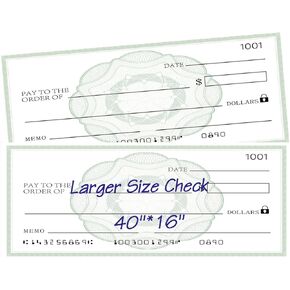 40x16 Big Checks for Presentations, 2 Pcs Reusable Dry Erase Giant Checks, Oversized Fake Checks for Presentation, Large Blank Check for School Graduation Donation Awards Fundraisers Charity Business in Saudi Arabia