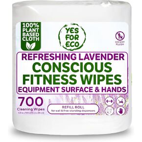 Plant-Based Eco-Conscious Fitness Wipes – 700 Count Refill + Reusable Dispenser Bucket | Infused with Lavender & Tea Tree Oil | All-Purpose Cleaning Wipes for Yoga, Pilates, and Gym Equipment in Saudi Arabia