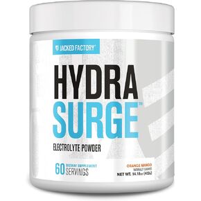 Jacked Factory HYDRASURGE Electrolyte Powder - Hydration Supplement with Key Minerals, Himalayan Sea Salt, Coconut Water - Keto Friendly, Sugar Free, Naturally Sweetened - 60 Servings, Orange Mango in Kuwait