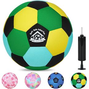 Indoor Soccer Ball Size 3 Silent Soccer Balls Gifts for Beginners, Soft Foam House Training Balls, Lightweight Soccerball with Pump for Home Practice in Kuwait