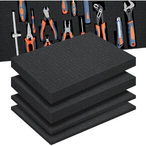 عبوة من 4 قطع من فوم بيك آند بلاك (2P 16x12x2 بوصة+2P 16x12x0.4 بوصة). منظم إسفنجي لصندوق الأدوات، حشوات إسفنجية عالية الكثافة قابلة للتخصيص للحافظات، إسفنجة ظل مكعبة مسبقًا لحافظة المسدسات، صندوق الأدوات، تخزين صندوق الكاميرا والألعاب in Kuwait