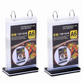 قطعتان من حامل قائمة الوجه للطاولة مع غلاف 6 صفحات، حامل عرض رأسي لافتات الطاولة مقاس 4 بوصات × 6 بوصات مع قاعدة، رف ملصقات دوارة من مادة PVC الأكريليك، للصور والمطاعم والبار ومعرض الوظائف in Kuwait