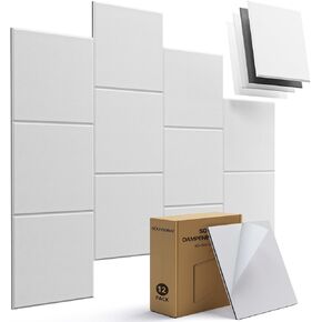 Soundsbay Mass Loaded Vinyl, Soundproof Wall Panels Self-adhesive, 12 Pack Square Mass Loaded Vinyl Soundproofing, 12''x12'' Soundproofing Panels for Walls, Home Office, Reccording Studio White in Kuwait