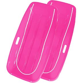 Snow Sled for Adults, Plastic Sled with 2 Pull Ropes and Handles for Winter Fun | Durable Winter Outdoor Toys for Snowy Hills in Kuwait