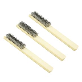 مجموعة فرش سلكية من الفولاذ المقاوم للصدأ - فرشاة خدش بمقبض خشبي مكونة من 3 قطع للخدمة الشاقة والخفيفة، وإزالة طلاء الصدأ، واللحام، وتنظيف الآلات in Kuwait