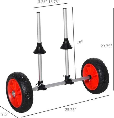 Soozier Universal Kayak Cart, Trolley Trailer Kayak Wheels with Strong Aluminum Frame, Adjustable Width Crossbar, & Large Tires in Saudi Arabia
